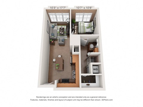 A1 Floor Plan at The Foundry, South Bend, 46617